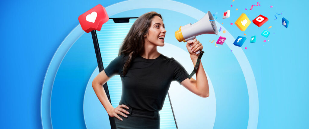 Young women on social media - AI for small business marketing 