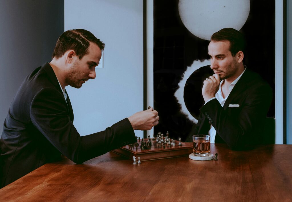 AI automation in 5 steps - man play chess with himself